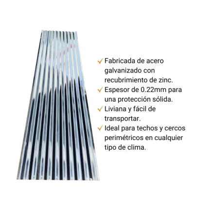 CALAMINA GALVANIZADA 0,22X1,8MX3,6M