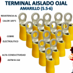 TERMINAL AMARILLO TIPO OJO PARA CABLE N°14 X CIENTO
