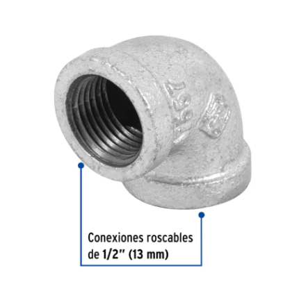 CODO DE 90 GALVANIZADO DE 1/2
