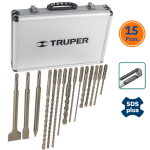 JUEGO DE BROCAS Y CINCELES PARA ROTOMARTILLO Y TALADRO 15 PZS TRUPER